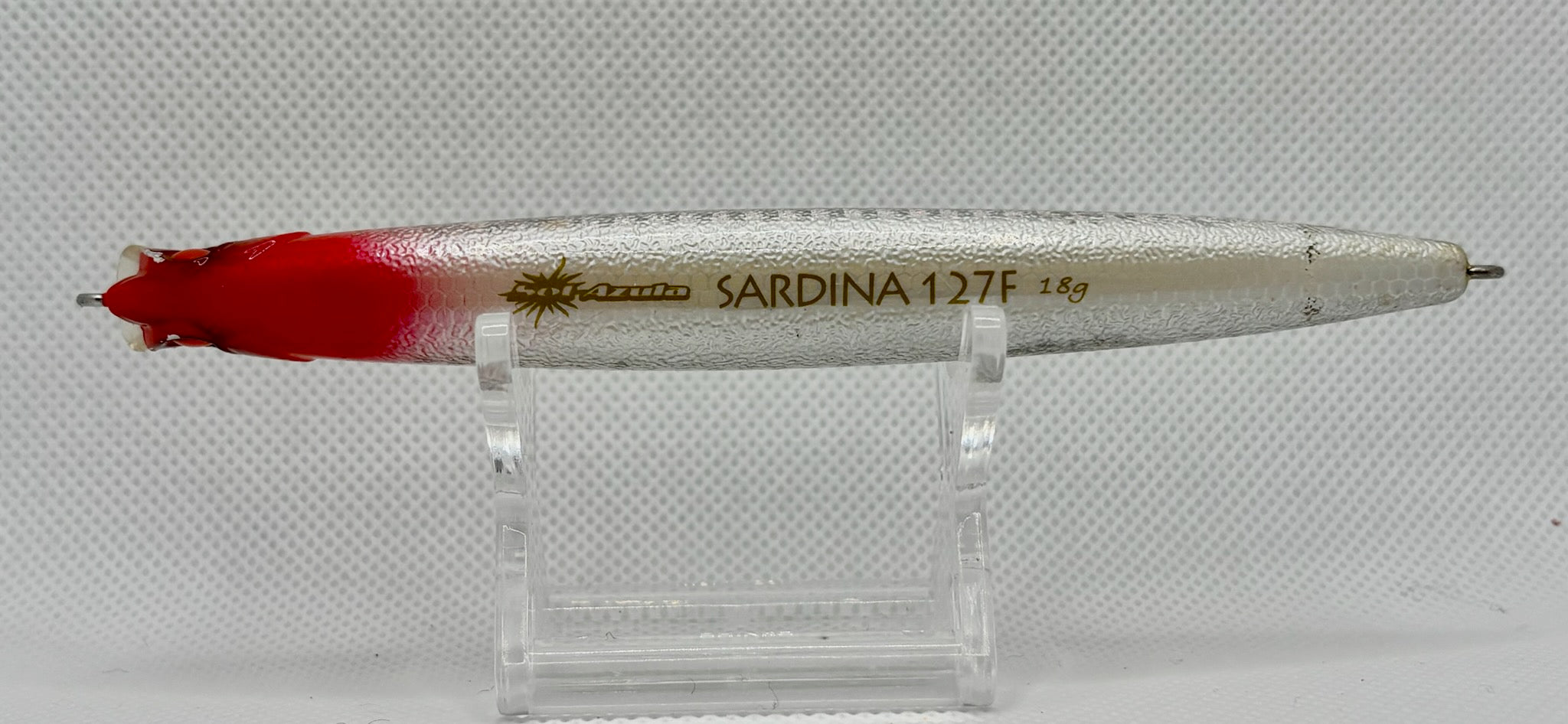 AIMS Sardina 127F – opposite side showing Sardina 127F 18g body marking and holographic silver finish