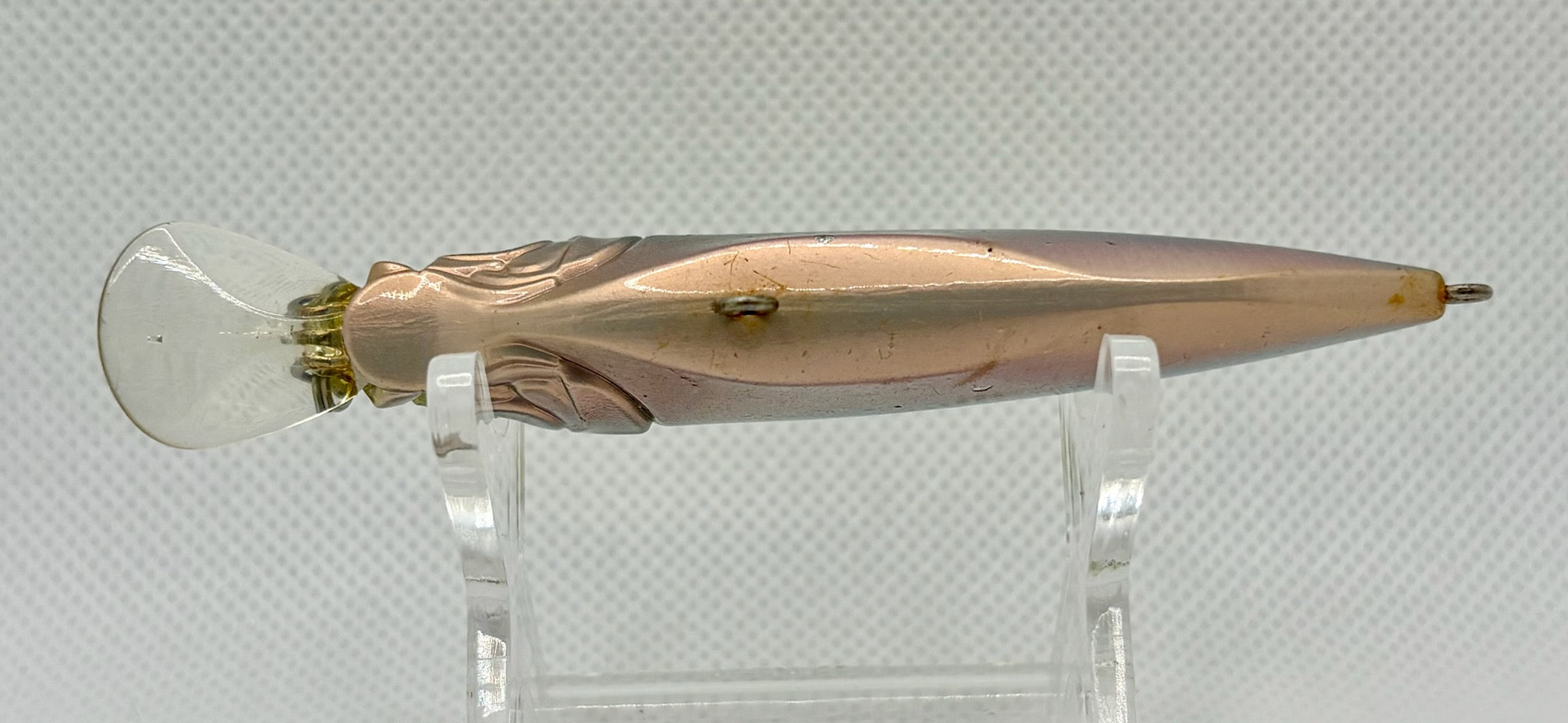Megabass Flap Slap 80mm Ayu Olive Silver – belly/underside view showing cup-face bib, gold hardware and pale cream belly