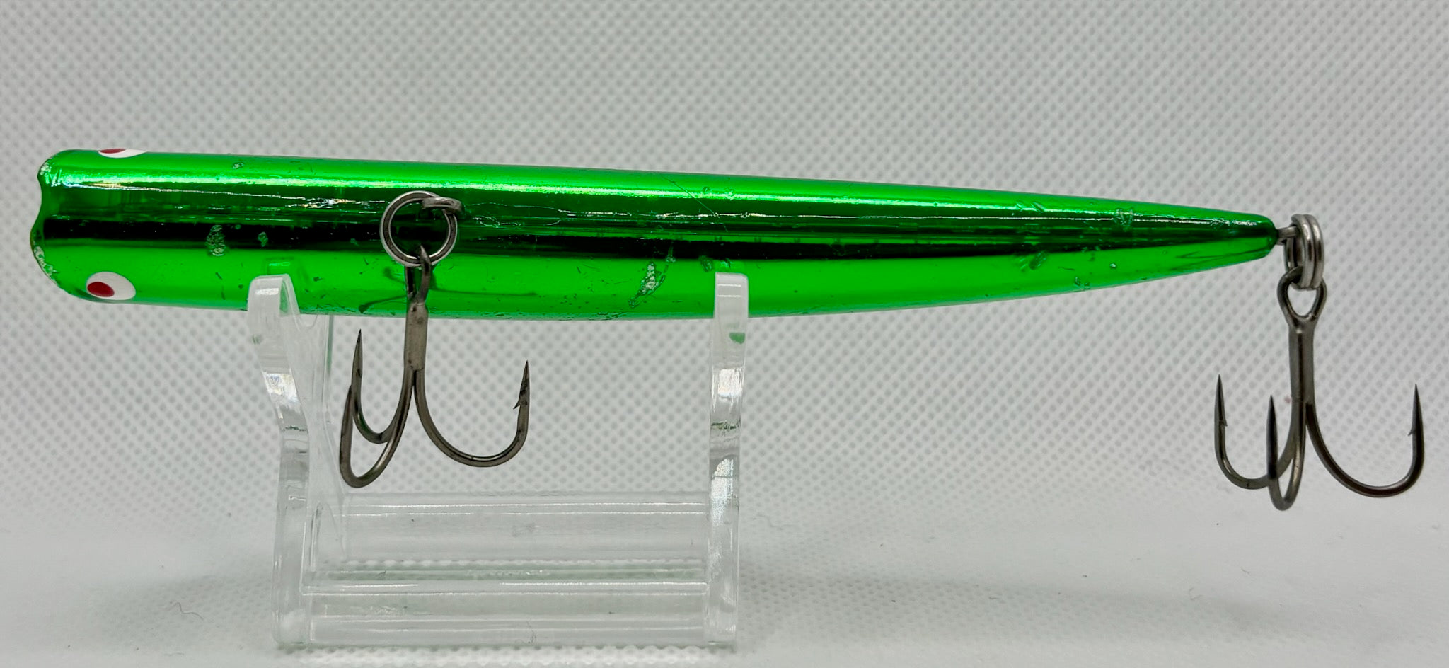 Tackle House TKLM 120 LTD-2 Chrome Green – side profile showing full chrome green body, red eye and factory ST-46 trebles