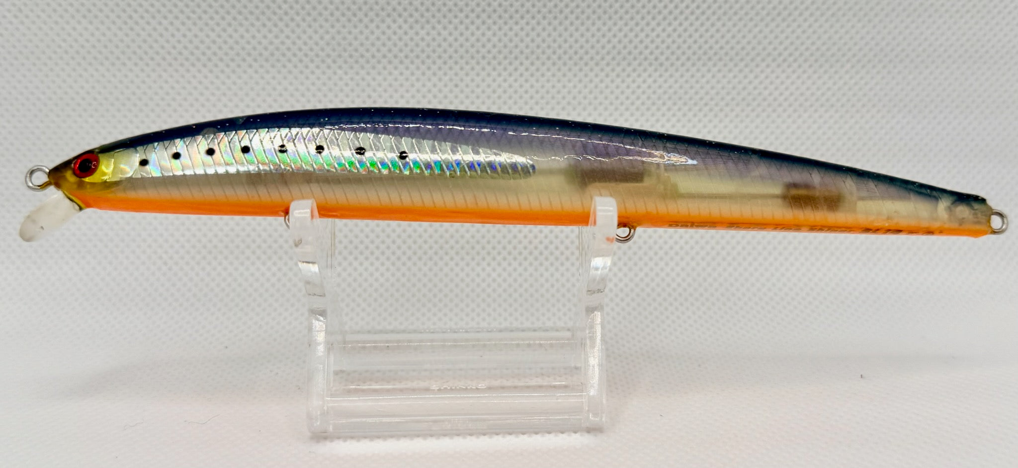 Daiwa Shore Line Shiner SL14 F-G Blue Sardine – side A showing holographic blue back and orange belly