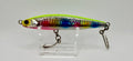 Maria Big Backer Stickbait Rainbow Sardine – front angle showing chartreuse back and holographic rainbow body with inline hook