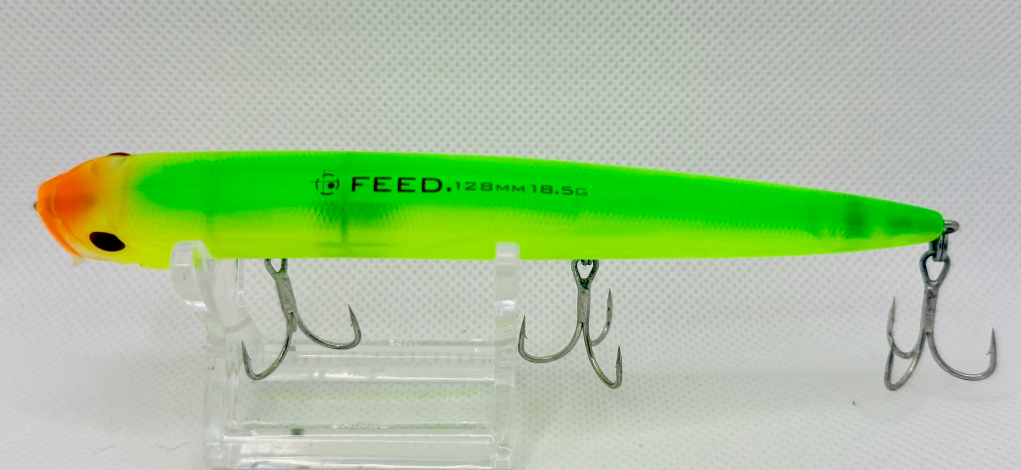 Feed Popper 128mm – side showing FEED 128MM 18.5g model stamp on body