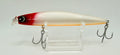 ima Kosuke 110F floating minnow Red Head Pearl – side A showing pearl white body with red head, orange belly stripe and treble hooks