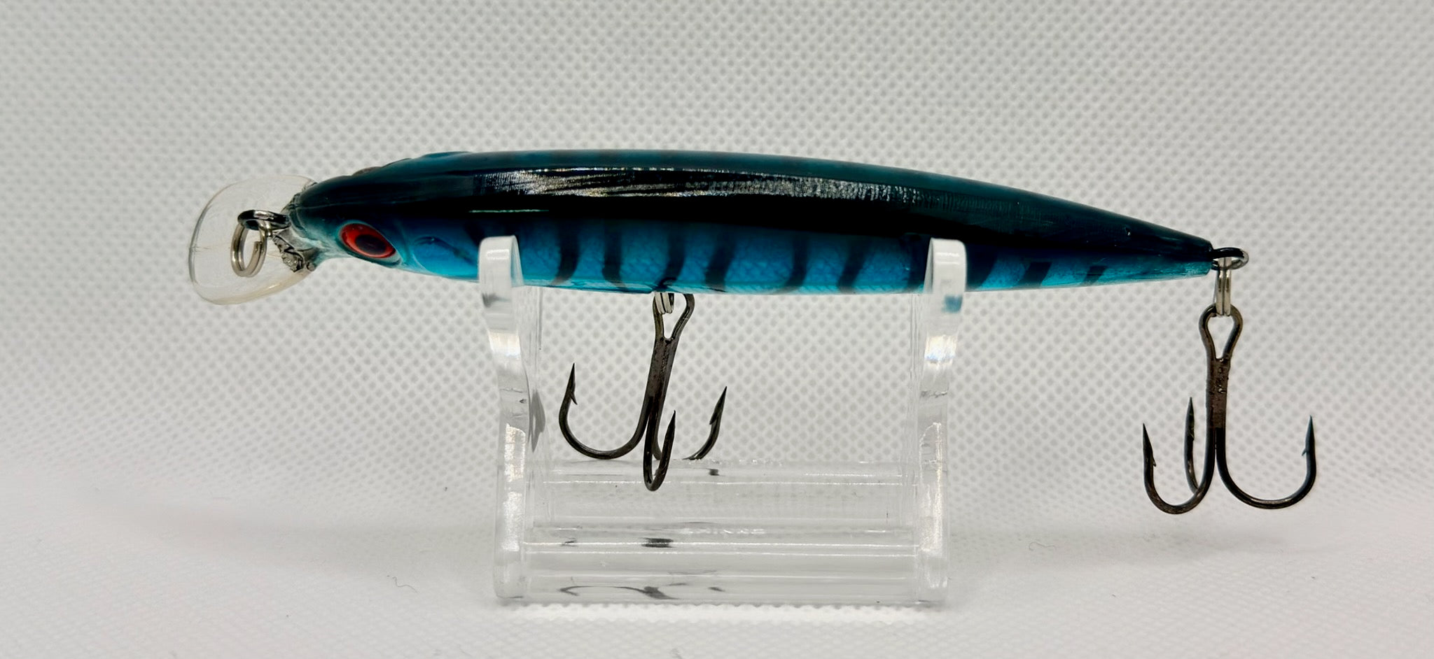 Japanese JDM Floating Minnow 95mm – dark teal blue tiger colourway side view
