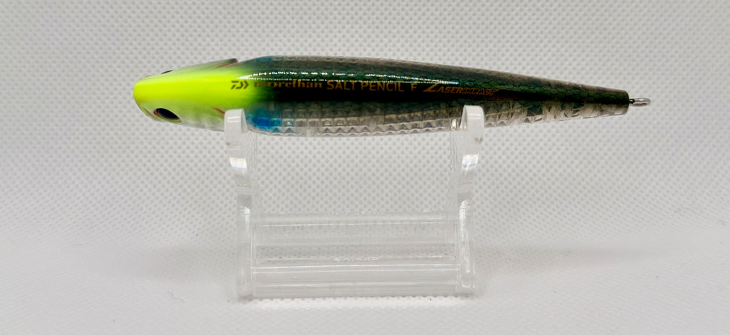 Daiwa Morethan Salt Pencil F Laser Impact – body detail showing Morethan Salt Pencil F branding