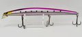 Japanese JDM Floating Minnow 175mm Pink Sardine – side view with trebles fitted