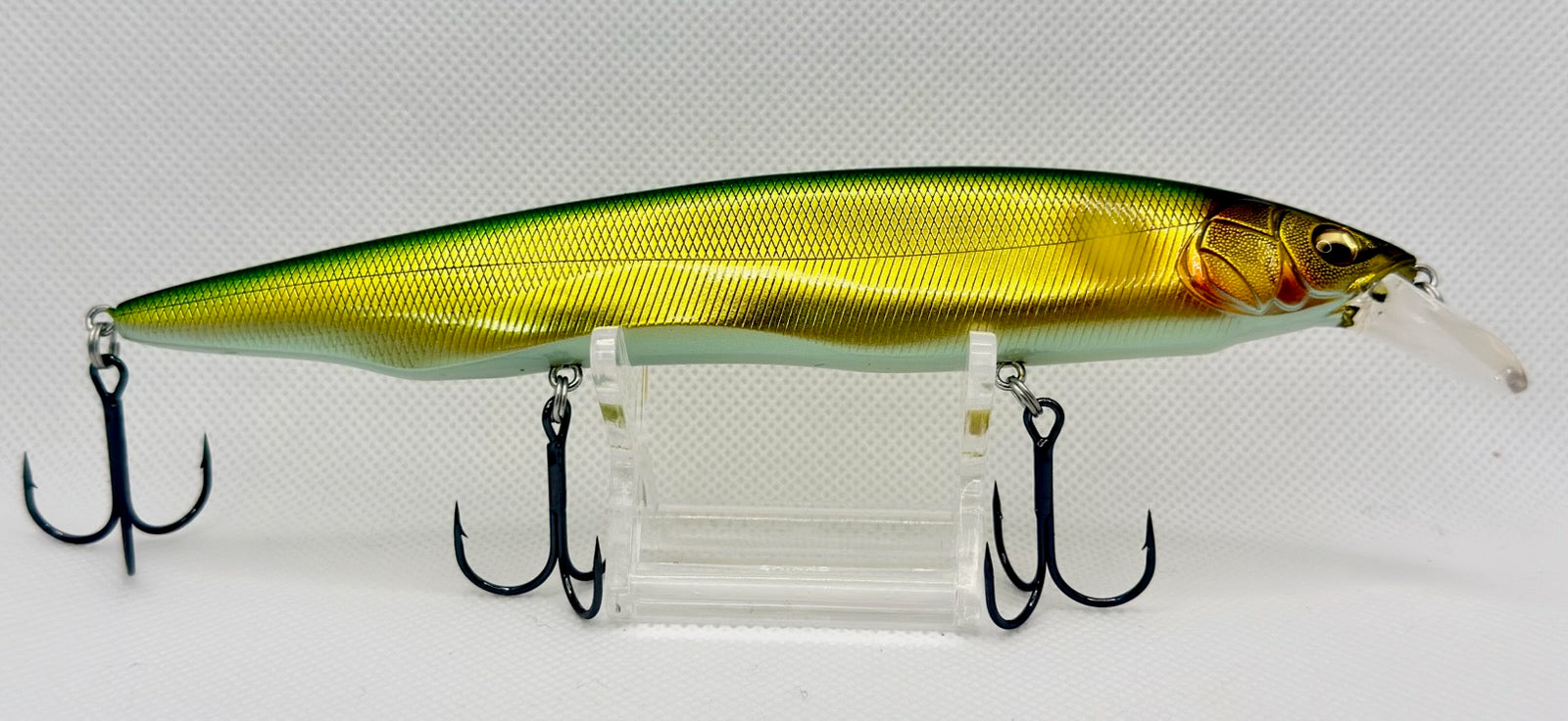 Ito Kamata AR160 160mm Green Gold Ayu – reverse side with premium black trebles