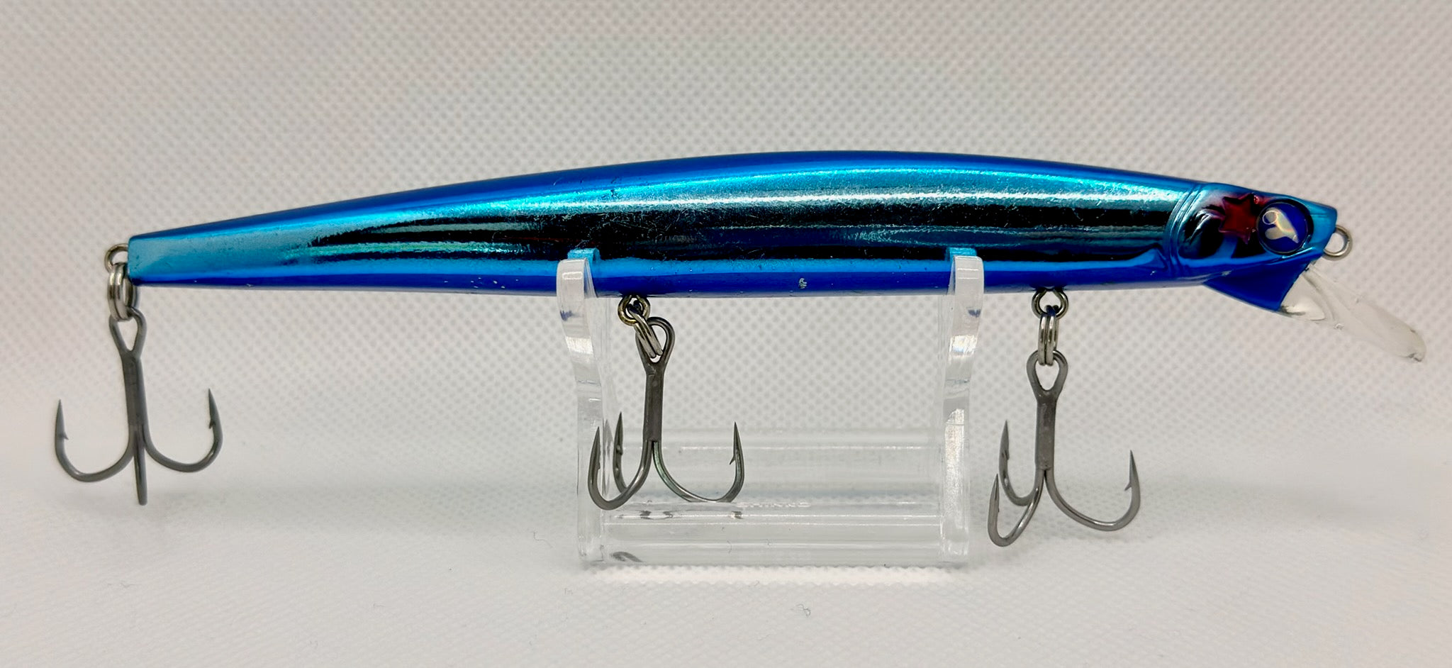 Blue Blue Blooowin! 140S 140mm Blue Chrome – reverse side with hooks fitted