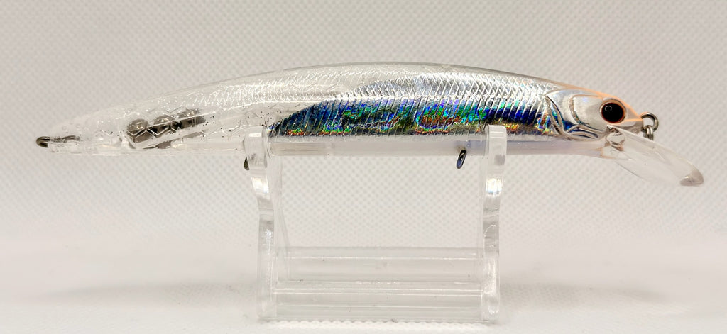 Japanese Saltwater Minnow 115mm Ghost Sardine – reverse side showing internal weight transfer