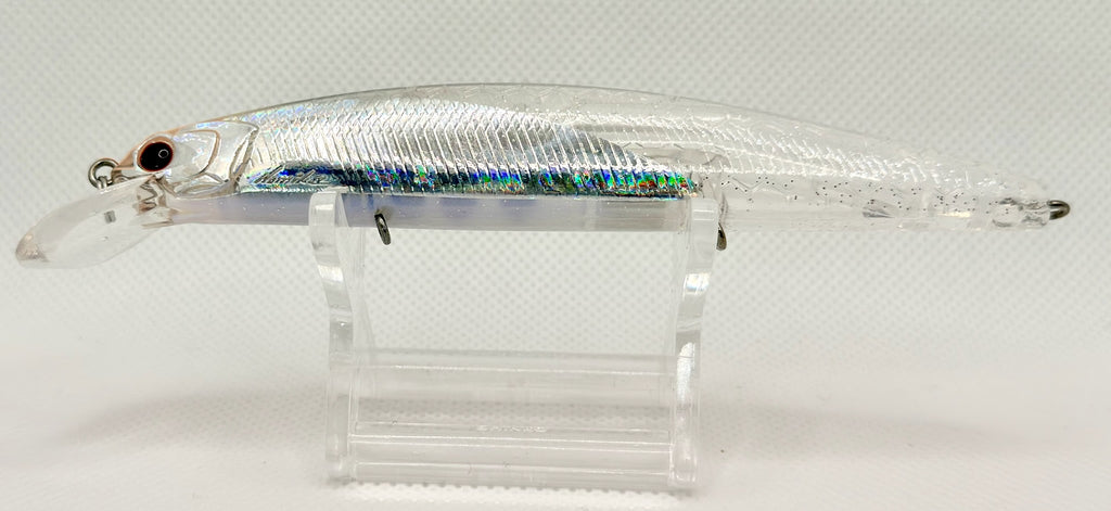 Japanese Saltwater Minnow 115mm Ghost Sardine – alternate side view showing clear body detail
