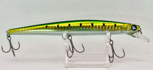 Blue Blue Blooowin! 140S 140mm Green Gold Sardine – reverse side with hooks